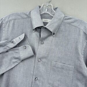 Ermenegildo Zegna Shirt Mens Large Gray Herringbone Button Down Long Sleeve